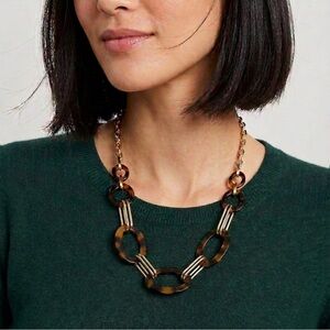 NWT LOFT Outlets Brown and Gold Statement Necklace